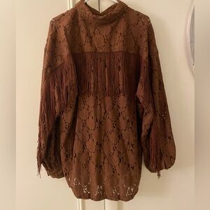 Shyanne lace fringe button down